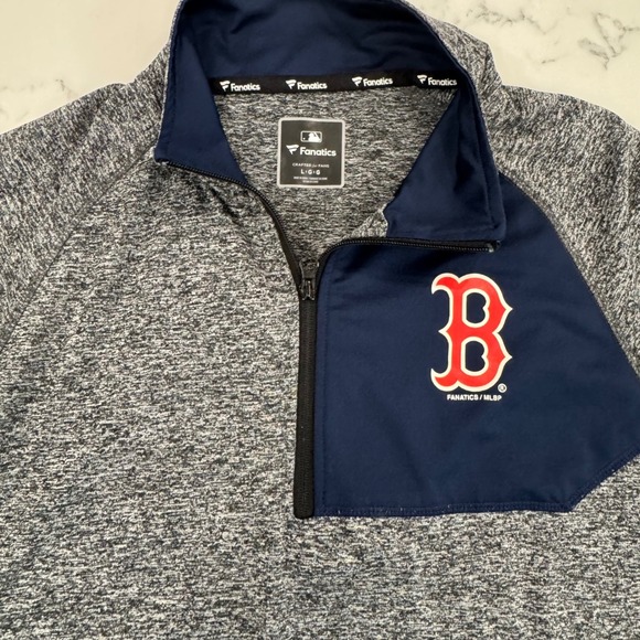 Boston Red Sox Fanatics Pullover Half Zip Athletic Gray Mens L MLB‎ Baseball - Picture 1 of 9